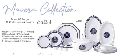 Mavera Collection Bone 87 Parça 12 Kişilik Yemek Takımı