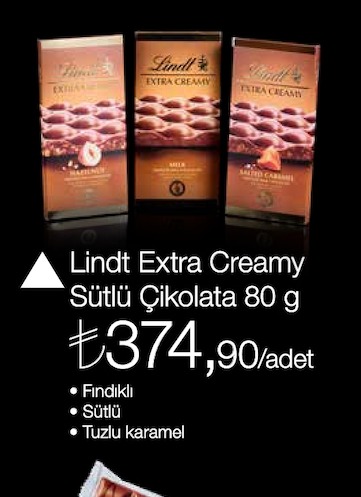Lindt Extra Creamy Sütlü Çikolata 80 G