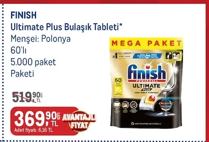 Finish Ultimate Plus Bulaşık Tableti 60'Lı