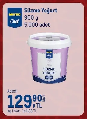 Metro Chef Süzme Yoğurt 900 G