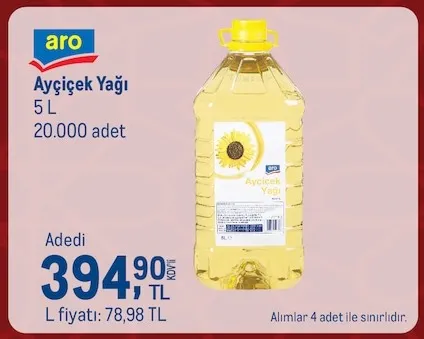 Aro Ayçiçek Yağı 5 L