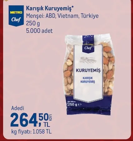 Metro Chef Karışık Kuruyemiş 250 G