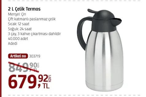 2 L Çelik Termos