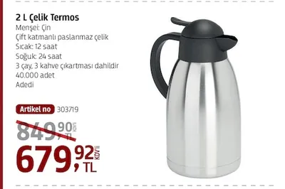 2 L Çelik Termos