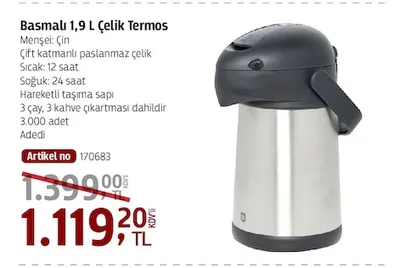 Basmalı 1.9 L Çelik Termos