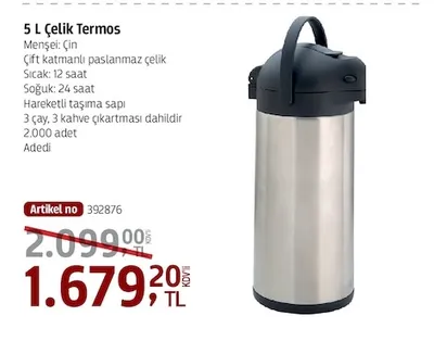 5 L Çelik Termos