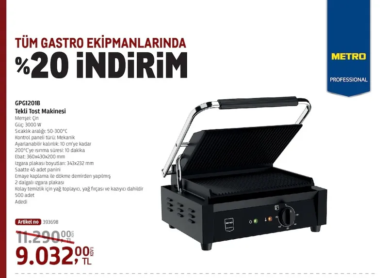 Gpgi201B Tekli Tost Makinesi