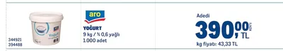 Aro Yoğurt 9 Kg / % 0,6 Yağlı