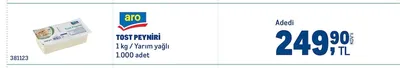 Aro Tost Peyniri 1 Kg / Yarım Yağlı