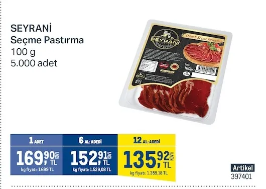 Seyrani Seçme Pastırma 100 G