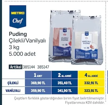 Metro Chef Puding Çilekli/Vanilyalı 3 Kg