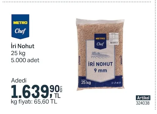 Metro Chef İri Nohut 25 Kg