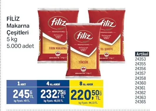 Filiz Makarna Çeşitleri 5 Kg