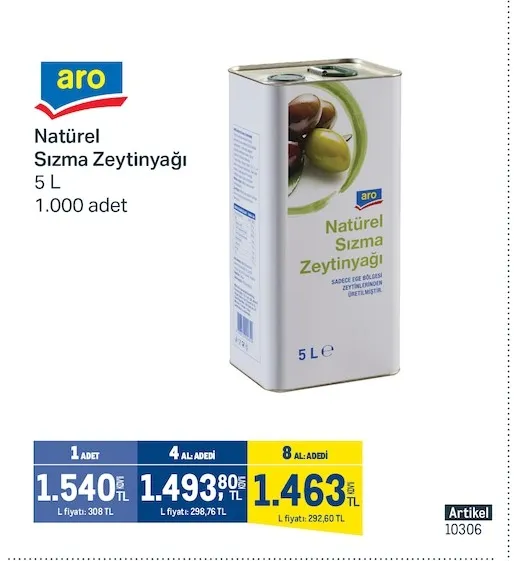 Aro Natürel Sızma Zeytinyağı 5 L
