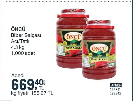 Öncü Biber Salçası Acı/Tatlı 4,3 Kg