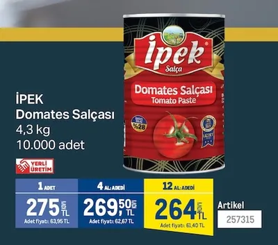 İpek Domates Salçası 4,3 Kg
