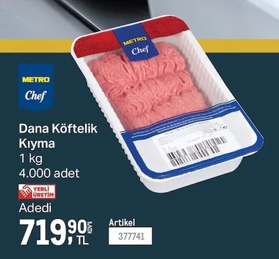 Metro Chef Dana Köftelik Kıyma 1 Kg