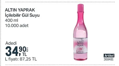 Altin Yaprak İçilebilir Gül Suyu 400 Ml
