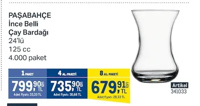 Paşabahçe İnce Belli Çay Bardağı 24'Lü 125 Cc