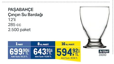 Paşabahçe Çinçin Su Bardağı 12'Li 285 Cc