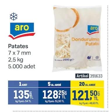 Aro Patates 7 X 7 Mm 2,5 Kg