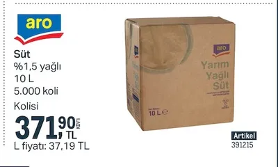 Aro Süt %1,5 Yağlı 10 L