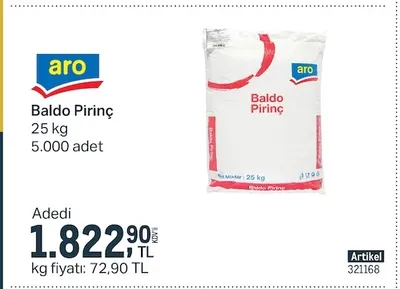 Aro Baldo Pirinç 25 Kg