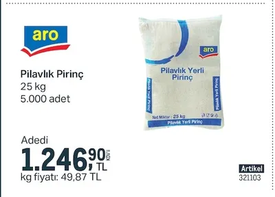 Aro Pilavlık Pirinç 25 Kg