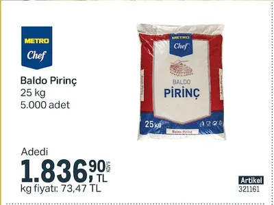 Metro Chef Baldo Pirinç 25 Kg