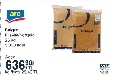 Aro Bulgur Pilavlık/Köftelik 25 Kg