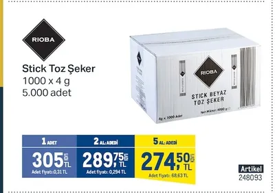 Riboa Stick Toz Şeker 1000 X 4 G
