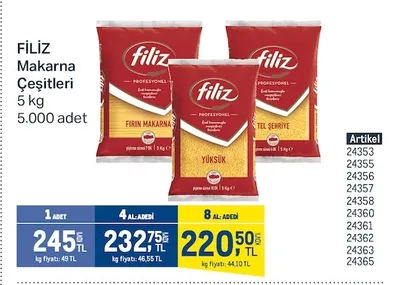 Filiz Makarna Çeşitleri 5 Kg