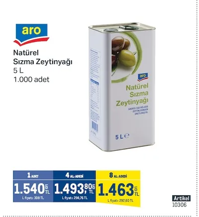 Aro Natürel Sızma Zeytinyağı 5 L