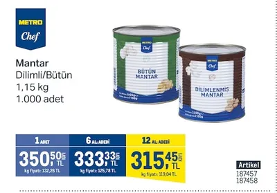 Metro Chef Mantar Dilimli/Bütün 1,15 Kg