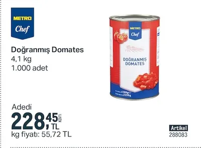 Metro Chef Doğranmış Domates 4,1 Kg