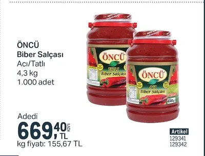Öncü Biber Salçası Acı/Tatlı 4,3 Kg