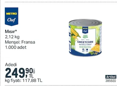 Metro Chef Mısır 2,12 Kg