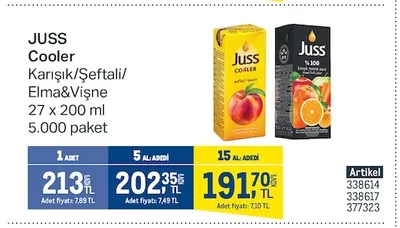Juss Cooler Karışık/Şeftali/Elma&Vişne 27 X 200 Ml
