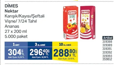 Di̇Mes Nektar Karışık/Kayısı/Şeftali Vişne/7/24 Tahıl Ananas 27 X 200 Ml