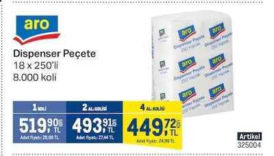 Aro Dispenser Peçete 18 X 250'Li