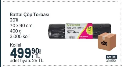 Battal Çöp Torbası 20'Li 70 X 90 Cm 400 G