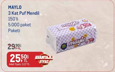Maylo 3 Kat Puf Mendil 150'Li