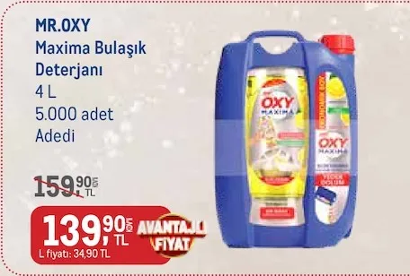 Mr.Oxy Maxima Bulaşık Deterjanı 4 L
