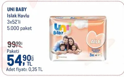 Uni Baby Islak Havlu 3X52'Li