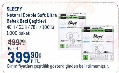 Sleepy Natural Double Soft Ultra Bebek Bezi Çeşitleri