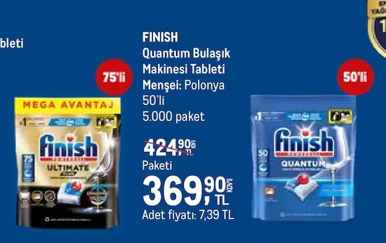 Finish Quantum Bulaşık Makinesi Tableti 50'Li