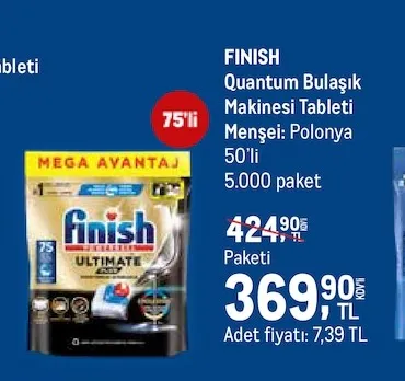 Finish Quantum Bulaşık Makinesi Tableti 75'Li