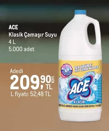 Ace Klasik Çamaşır Suyu 4 L