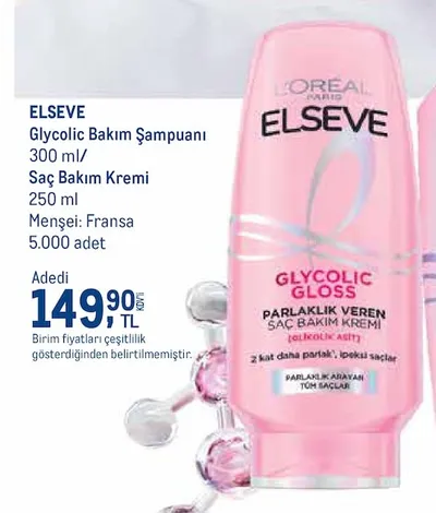 Elseve Glycolic Bakım Şampuanı 300 Ml/ Saç Bakım Kremi 250 Ml