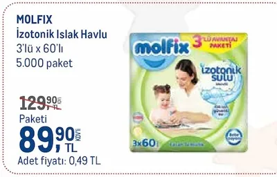 Molfix Izotonik Islak Havlu 3'Lü X 60'Lı